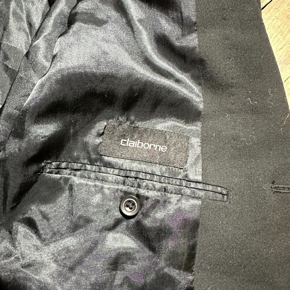 Claiborne Blazer Jacket Men's Size 42R Black Solid Long Sleeve Notch Lapel - Picture 3 of 10